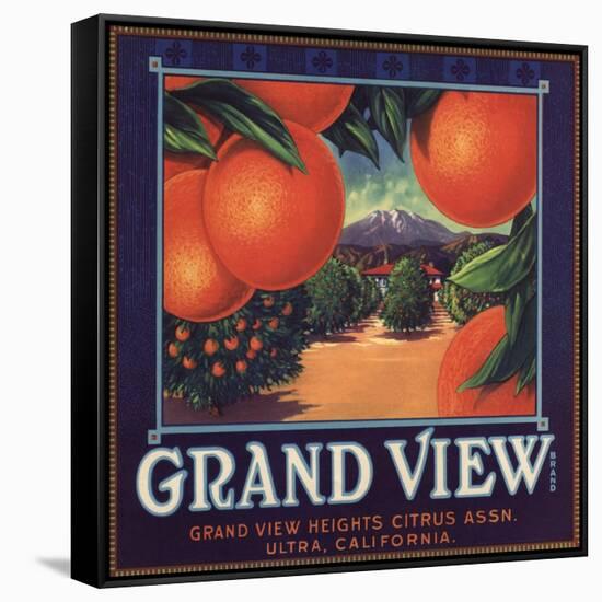 Grand View Brand - Ultra, California - Citrus Crate Label-Lantern Press-Framed Stretched Canvas