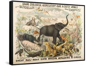 Grand Zoological Aggregation of Rare and Costly Animals with Batcheller and Doris-American School-Framed Stretched Canvas