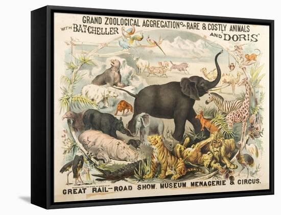 Grand Zoological Aggregation of Rare and Costly Animals with Batcheller and Doris-American School-Framed Stretched Canvas