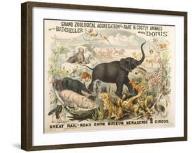 Grand Zoological Aggregation of Rare and Costly Animals with Batcheller and Doris-American School-Framed Giclee Print