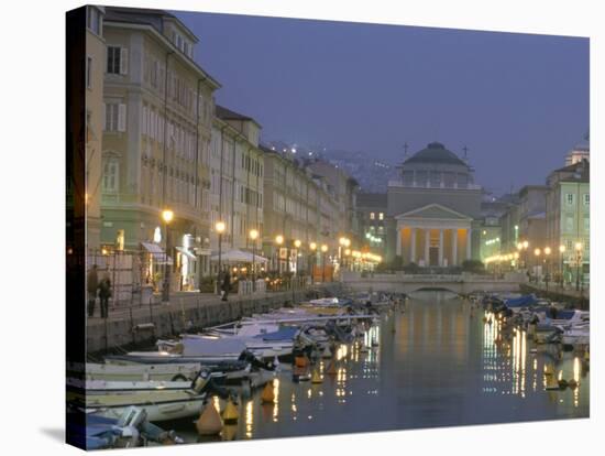 Grande Canale and Sant Antonio Thaumaturgo Christian Church, Trieste, Friuli-Venezia, Italy-Charles Bowman-Stretched Canvas