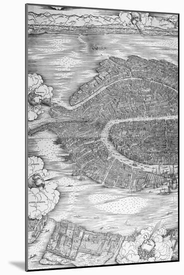 Grande Pianta Prospettica - Venice, C.1500 (Engraving) (Left Hand Side)-Jacopo De' Barbari-Mounted Giclee Print