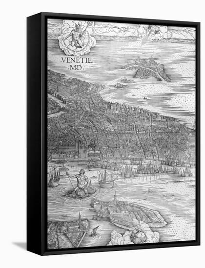 Grande Pianta Prospettica - Venice, C.1500 (Engraving) (Middle Section)-Jacopo De' Barbari-Framed Stretched Canvas