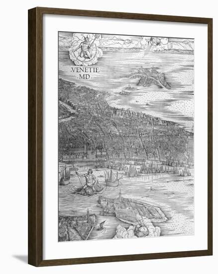 Grande Pianta Prospettica - Venice, C.1500 (Engraving) (Middle Section)-Jacopo De' Barbari-Framed Giclee Print