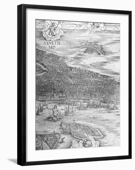 Grande Pianta Prospettica - Venice, C.1500 (Engraving) (Middle Section)-Jacopo De' Barbari-Framed Giclee Print