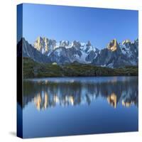 Grandes Jorasses and Dent Du Geant Reflected at Sunrise in Lac Des Cheserys-Roberto Moiola-Stretched Canvas