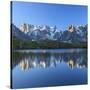 Grandes Jorasses and Dent Du Geant Reflected at Sunrise in Lac Des Cheserys-Roberto Moiola-Stretched Canvas