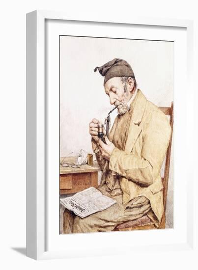Grandfather with Pipe, 1903-Albert Anker-Framed Giclee Print