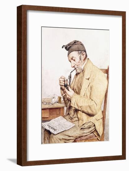 Grandfather with Pipe, 1903-Albert Anker-Framed Giclee Print