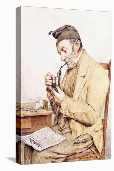 Grandfather with Pipe, 1903-Albert Anker-Stretched Canvas