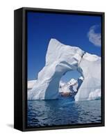 Grandidier Channel, Tourists Zodiac Cruising by Arched Iceberg Near Booth Island, Antarctica-Allan White-Framed Stretched Canvas