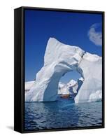 Grandidier Channel, Tourists Zodiac Cruising by Arched Iceberg Near Booth Island, Antarctica-Allan White-Framed Stretched Canvas