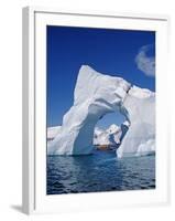 Grandidier Channel, Tourists Zodiac Cruising by Arched Iceberg Near Booth Island, Antarctica-Allan White-Framed Photographic Print