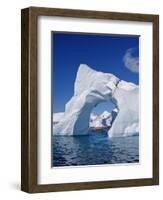 Grandidier Channel, Tourists Zodiac Cruising by Arched Iceberg Near Booth Island, Antarctica-Allan White-Framed Photographic Print