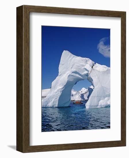 Grandidier Channel, Tourists Zodiac Cruising by Arched Iceberg Near Booth Island, Antarctica-Allan White-Framed Photographic Print