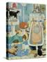 Grandma and 10 cats in the bathroom-Linda Benton-Stretched Canvas