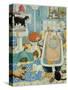 Grandma and 10 cats in the bathroom-Linda Benton-Stretched Canvas