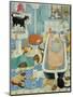 Grandma and 10 cats in the bathroom-Linda Benton-Mounted Premium Giclee Print