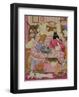 Grandma and 10 cats in the bedroom-Linda Benton-Framed Premium Giclee Print