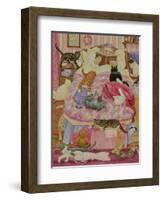 Grandma and 10 cats in the bedroom-Linda Benton-Framed Giclee Print