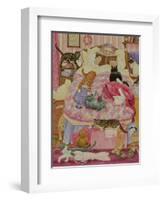 Grandma and 10 cats in the bedroom-Linda Benton-Framed Giclee Print