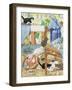 Grandma and 10 Cats in the Kitchen-Linda Benton-Framed Giclee Print