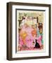 Grandma and 2 Cats and a Pink Bed-Linda Benton-Framed Giclee Print