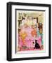 Grandma and 2 Cats and a Pink Bed-Linda Benton-Framed Giclee Print