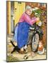 Grandma and 2 Cats and Motorbike (W/C on Paper)-Linda Benton-Mounted Premium Giclee Print