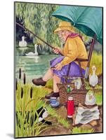 Grandma and cat fishing-Linda Benton-Mounted Giclee Print