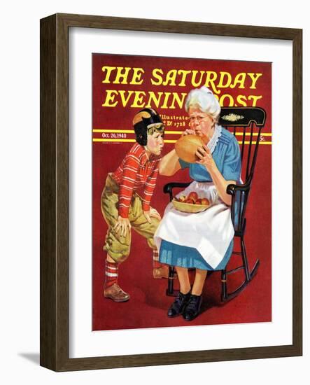 "Grandma and Football," Saturday Evening Post Cover, October 26, 1940-Russell Sambrook-Framed Premium Giclee Print