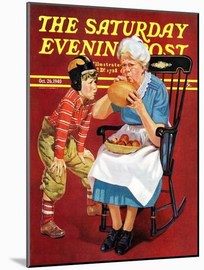 "Grandma and Football," Saturday Evening Post Cover, October 26, 1940-Russell Sambrook-Mounted Giclee Print