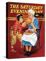 "Grandma and Football," Saturday Evening Post Cover, October 26, 1940-Russell Sambrook-Stretched Canvas