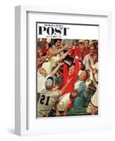 "Grandma Catches Fly-ball," Saturday Evening Post Cover, April 23, 1960-Richard Sargent-Framed Giclee Print