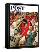 "Grandma Catches Fly-ball," Saturday Evening Post Cover, April 23, 1960-Richard Sargent-Framed Stretched Canvas