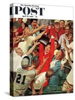 "Grandma Catches Fly-ball," Saturday Evening Post Cover, April 23, 1960-Richard Sargent-Stretched Canvas