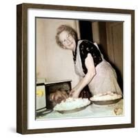 Grandma Cooks in the Kitchen, Ca. 1952-null-Framed Photographic Print