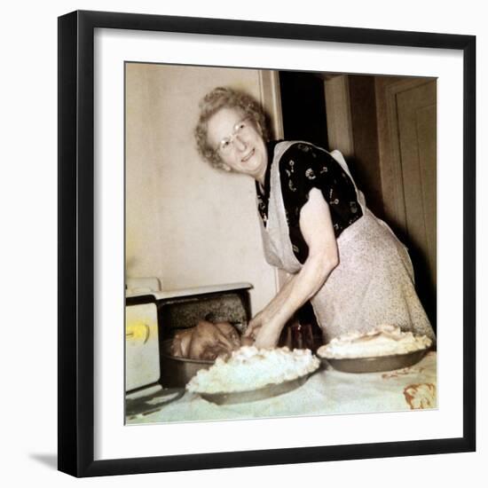 Grandma Cooks in the Kitchen, Ca. 1952-null-Framed Photographic Print