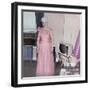 Grandma Is All Dressed Up and Standing Next to a TV, Ca. 1965-null-Framed Photographic Print