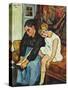 Grandmere chaussant une Fillette-Suzanne Valadon-Stretched Canvas