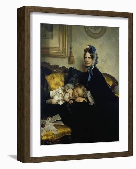 Grandmother and Grand-Daughter, 1863-Julius Scholtz-Framed Giclee Print