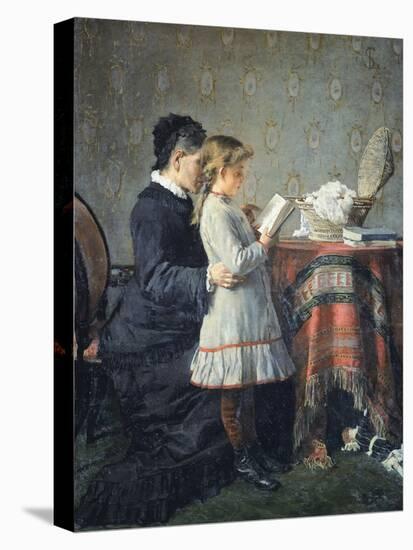 Grandmother's Lessons, 1880-1881-Silvestro Lega-Stretched Canvas