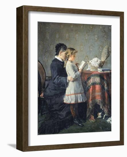 Grandmother's Lessons, 1880-1881-Silvestro Lega-Framed Giclee Print