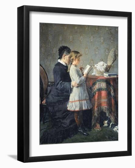 Grandmother's Lessons, 1880-1881-Silvestro Lega-Framed Giclee Print