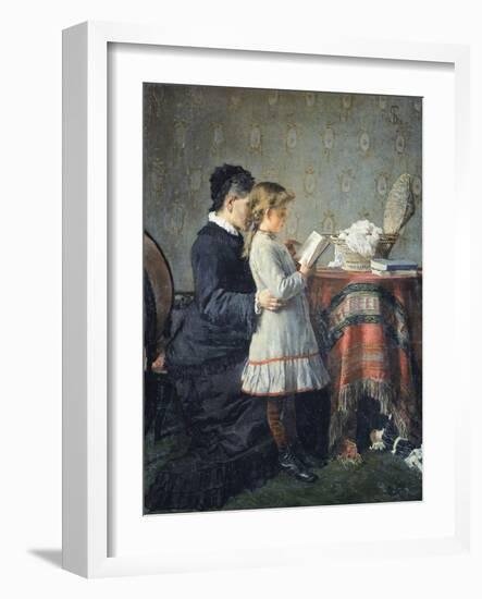 Grandmother's Lessons, 1880-1881-Silvestro Lega-Framed Giclee Print