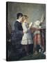 Grandmother's Lessons, 1880-1881-Silvestro Lega-Stretched Canvas