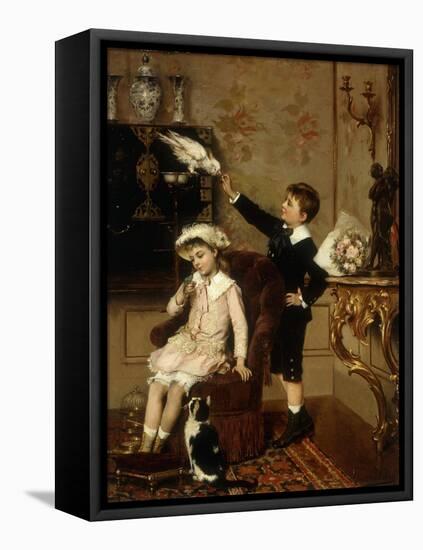 Grandmother's Pets-Albert Roosenboom-Framed Stretched Canvas
