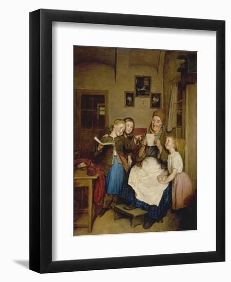 Grandmother with Three Granddaughters-Ferdinand Georg Waldmüller-Framed Giclee Print