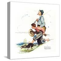 Grandpa and Me: Fishing-Norman Rockwell-Stretched Canvas