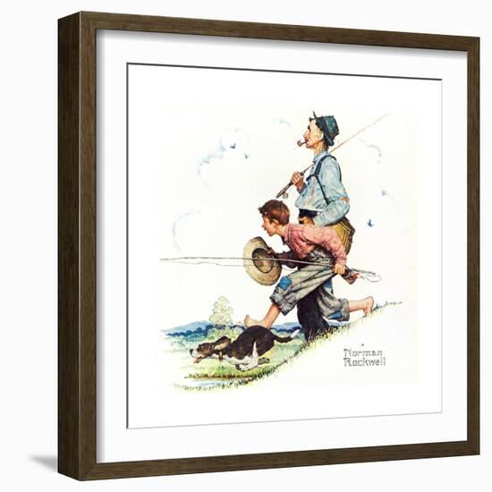 Grandpa and Me: Fishing-Norman Rockwell-Framed Giclee Print